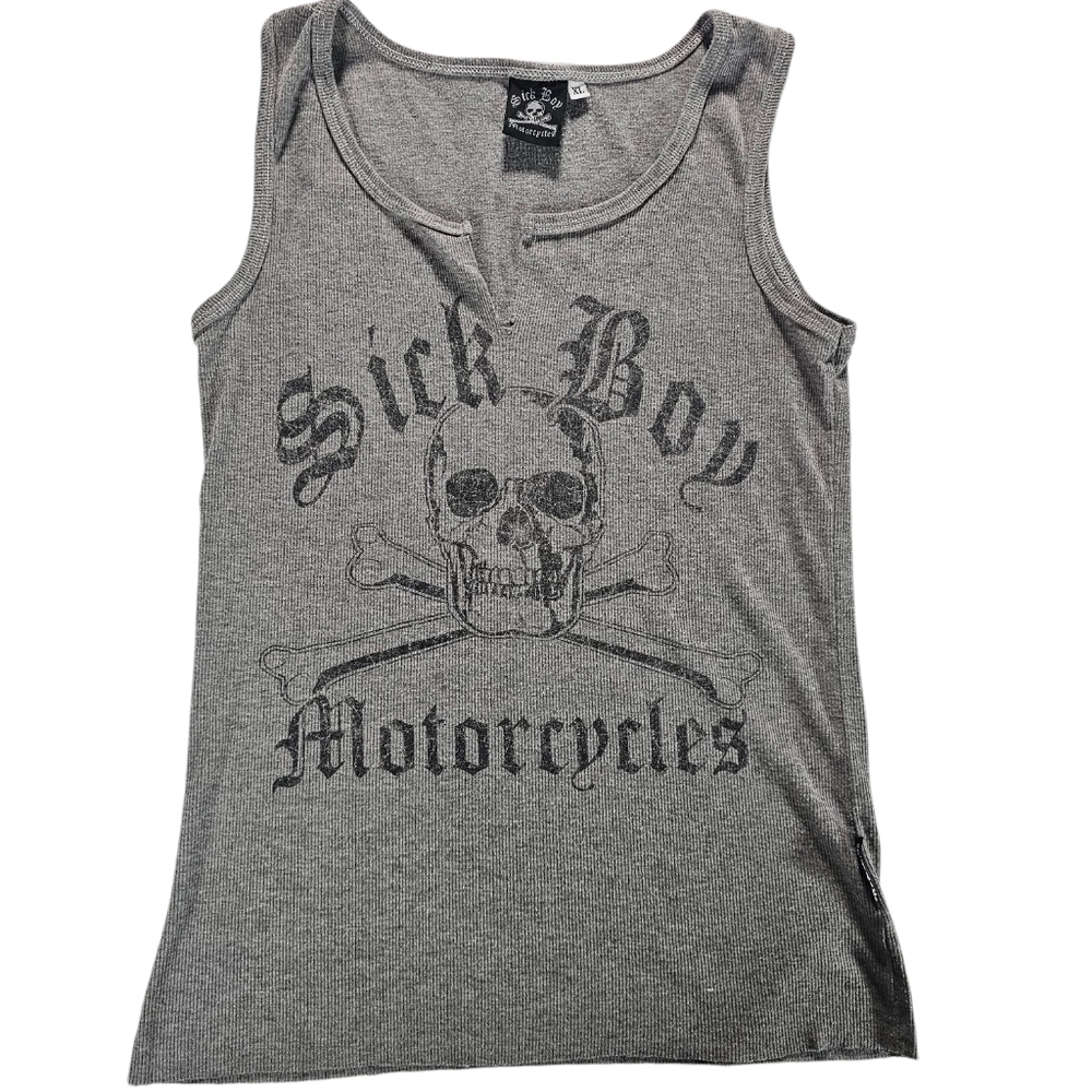 Gray Skull Graphic Tank Top